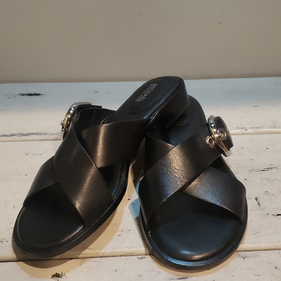 Michael Kors Shoes - Michael kors black leather slides/sandals